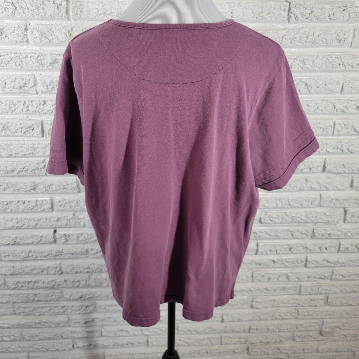CJ Banks Womens Top 2X Plus Tee Short Pintucked Sleeve Purple Cotton Knit Casual