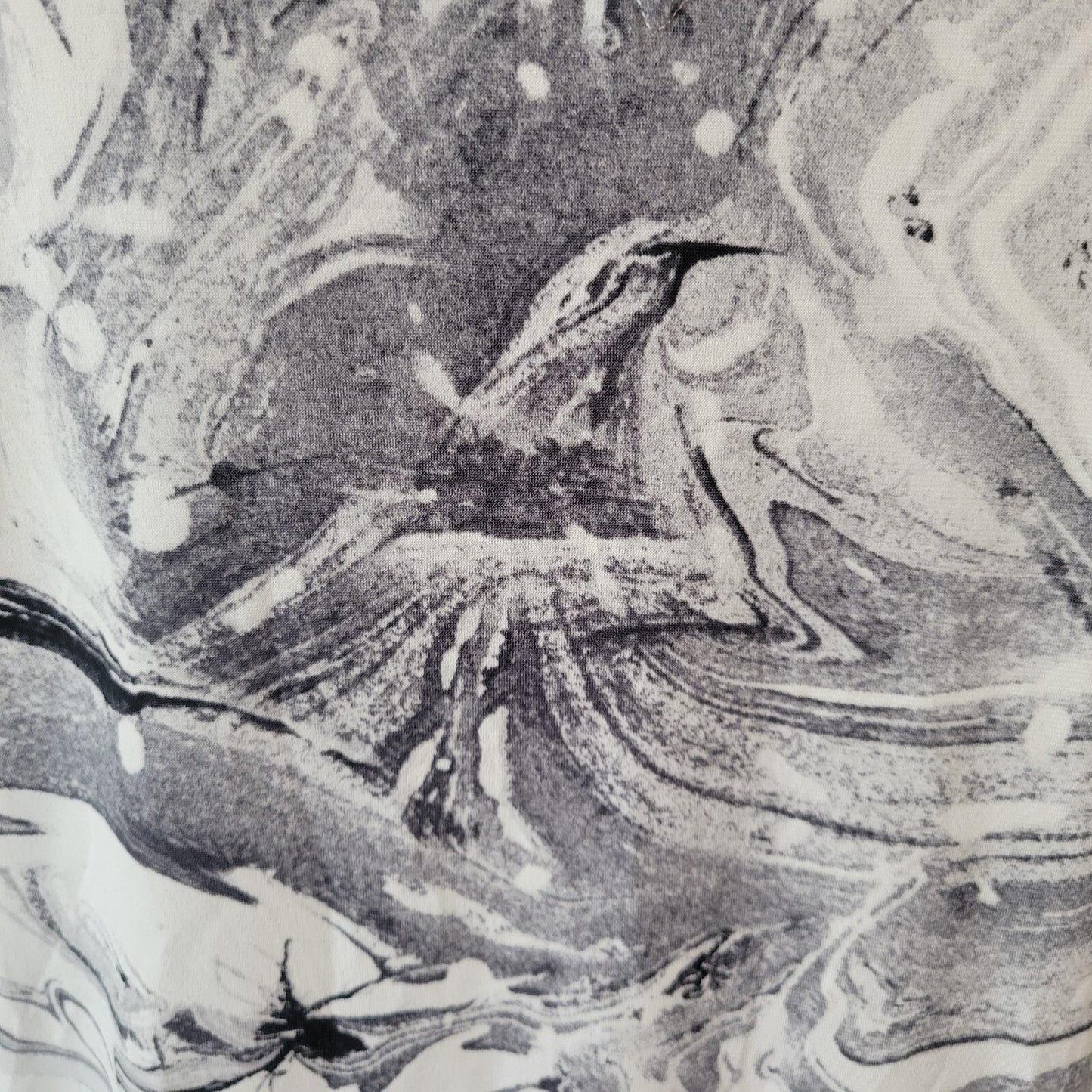 Jones New York Womens Top XL Bell 3/4 Sleeve Black Gray  Watercolor Poly Blend