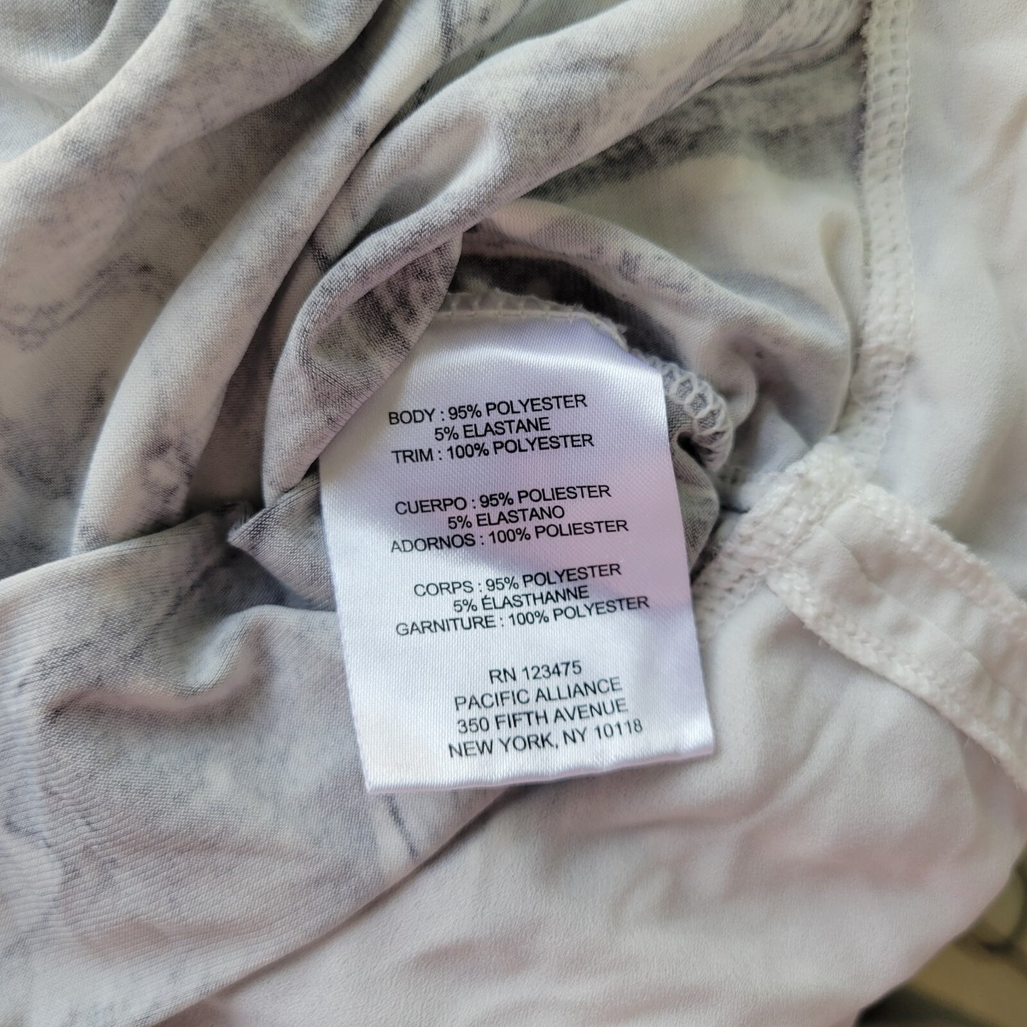 Jones New York Womens Top XL Bell 3/4 Sleeve Black Gray  Watercolor Poly Blend