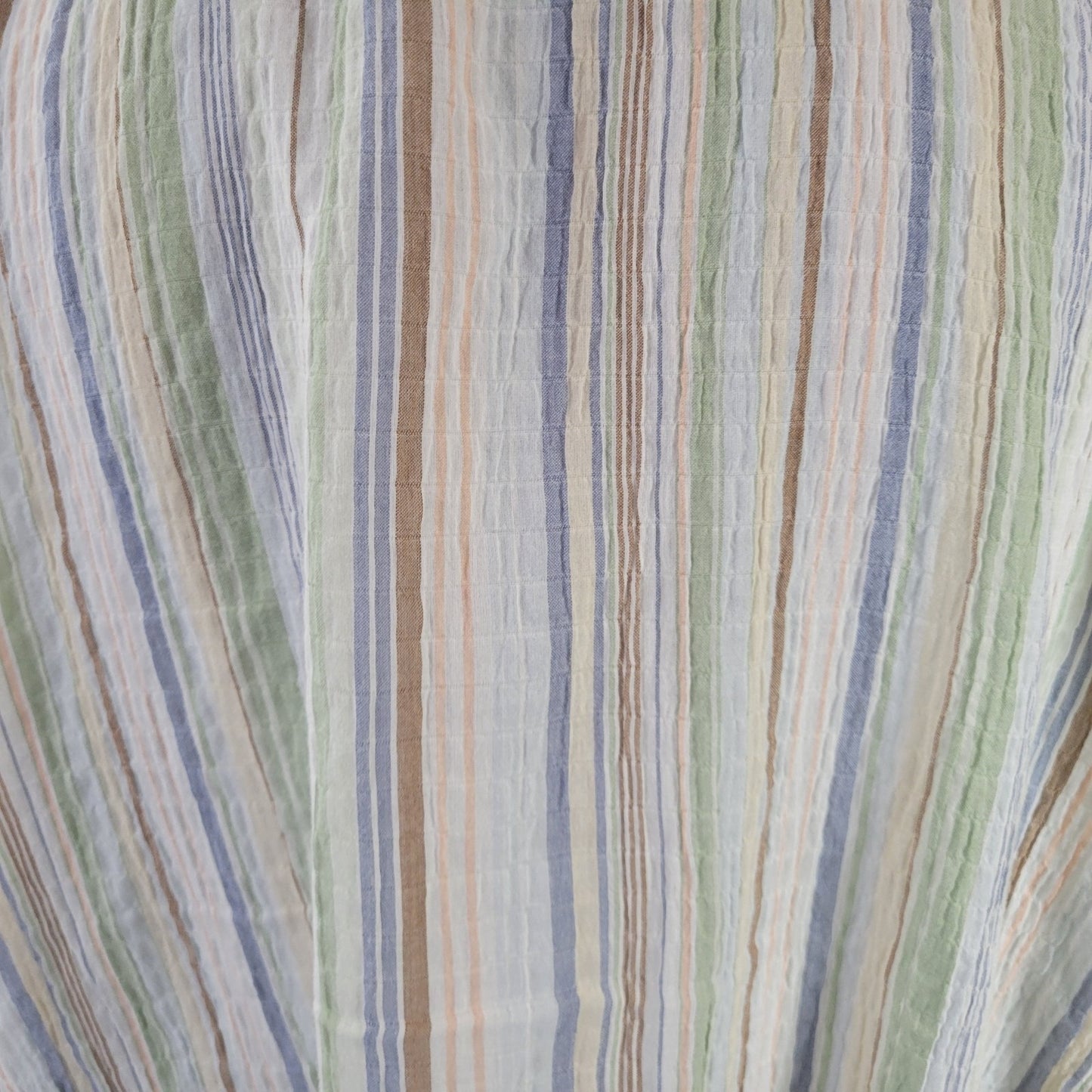 Alfred Dunner Plus Size 18 Striped Button Up Shirt Blue Green Embroidered Beaded