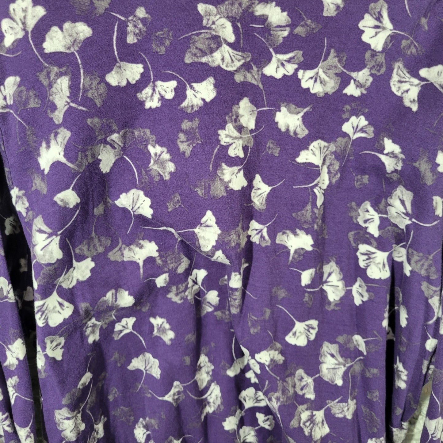 Croft Barrow Womens Top 3X Plus Tee Classic Purple Gray Floral Cotton Comfy