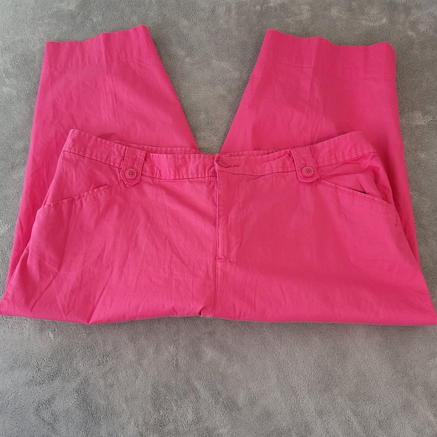 White Stag Womens Pants 22W Plus Capri Pink Lightweight Zip Fly Pockets Comfy