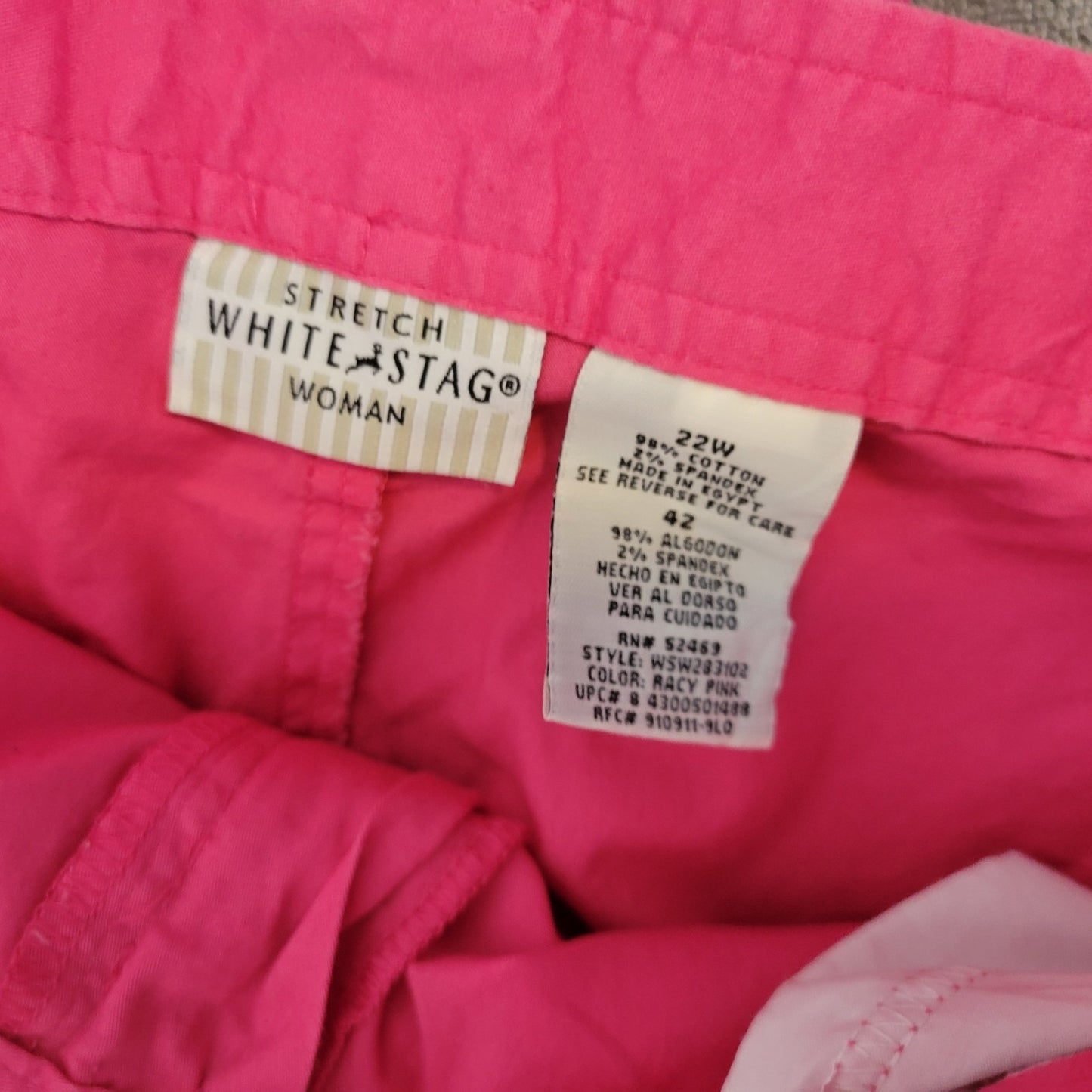 White Stag Womens Pants 22W Plus Capri Pink Lightweight Zip Fly Pockets Comfy