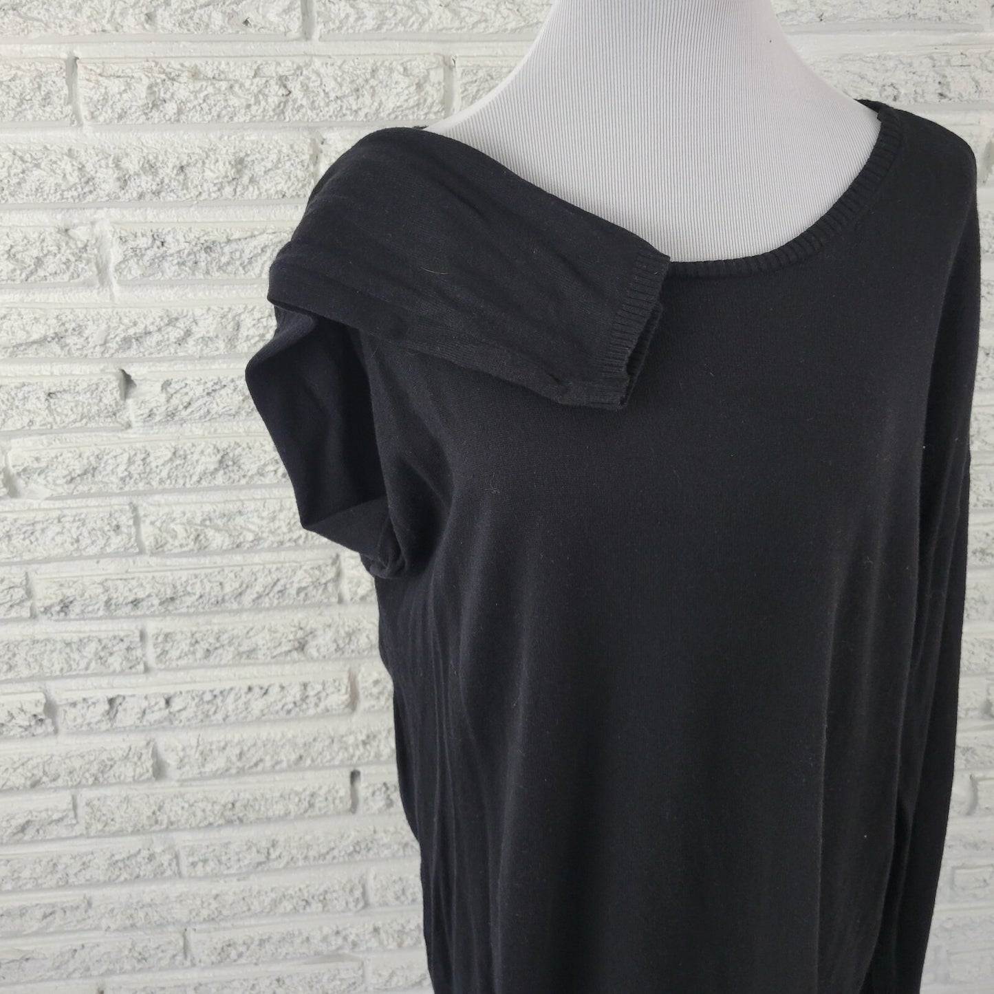 Lane Bryant Womens Top 18 20 Plus Long Sleeves Lace Hem Black Knit Basic Casual