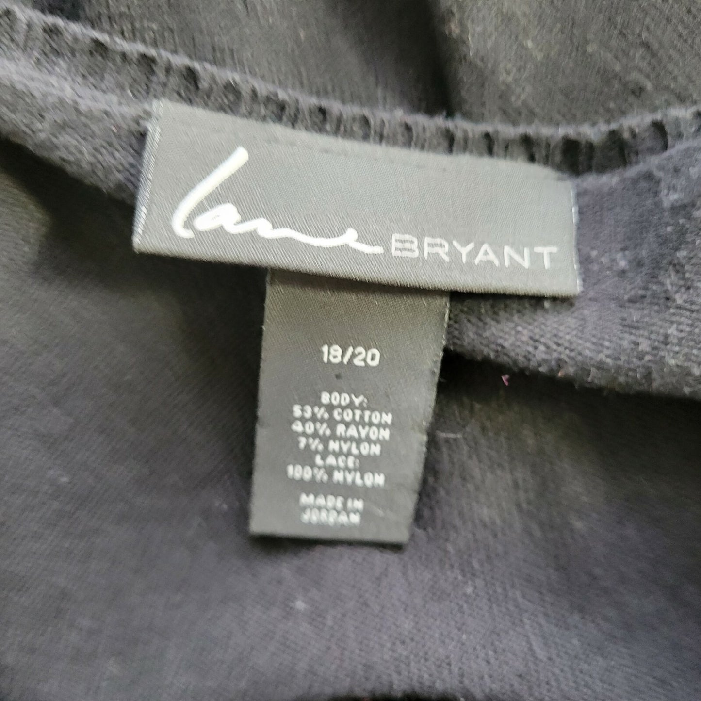 Lane Bryant Womens Top 18 20 Plus Long Sleeves Lace Hem Black Knit Basic Casual