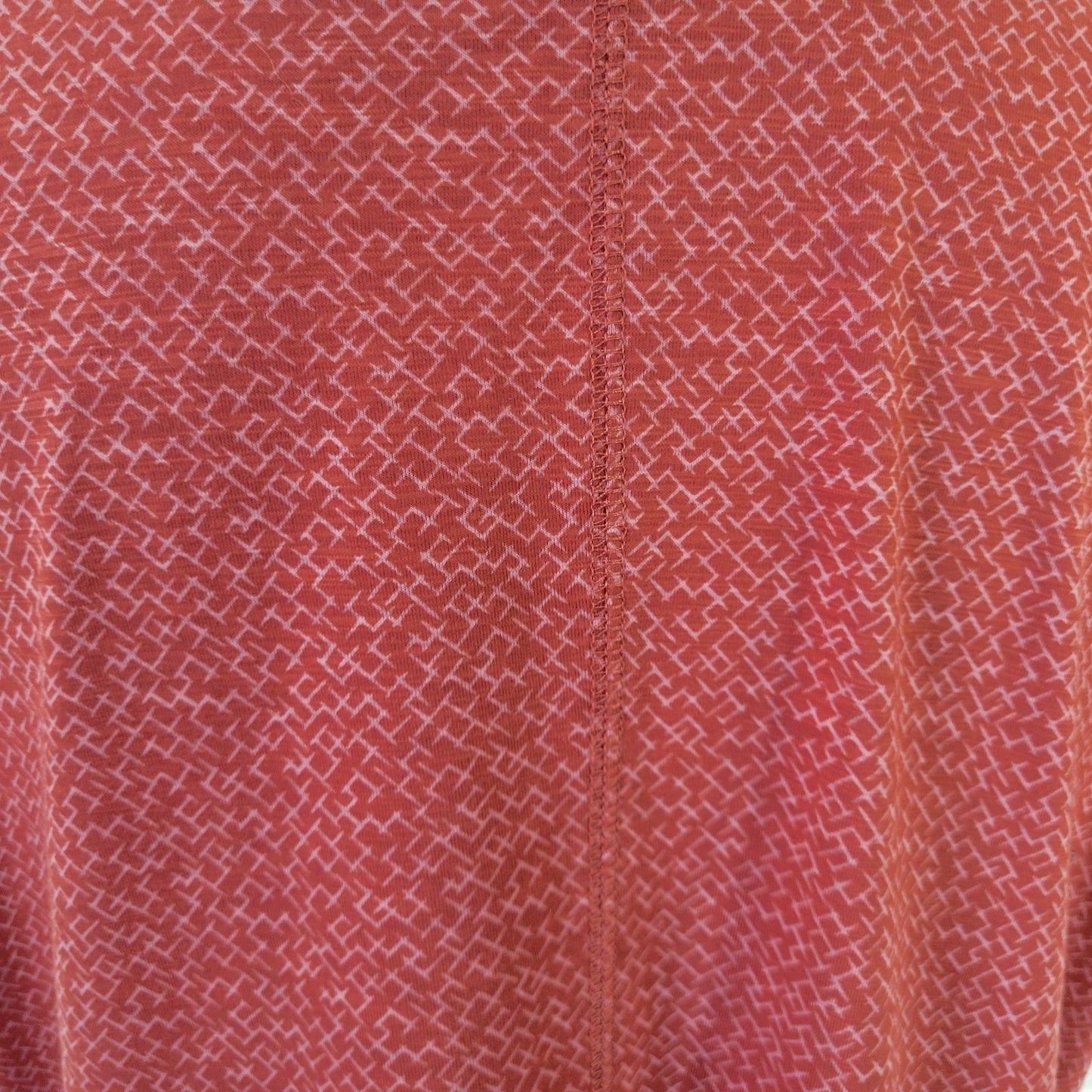 LL Bean Women's XL Top Brown Geometric V-Neck Short Sleeve Stretch Pullover