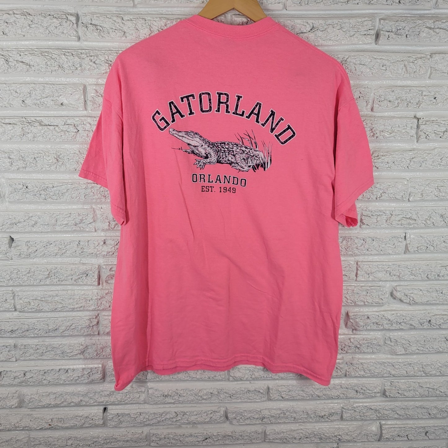 Gildan Gatorland Orlando Est 1949 Womens Top XL Tee Short Sleeve Pink Souvenir