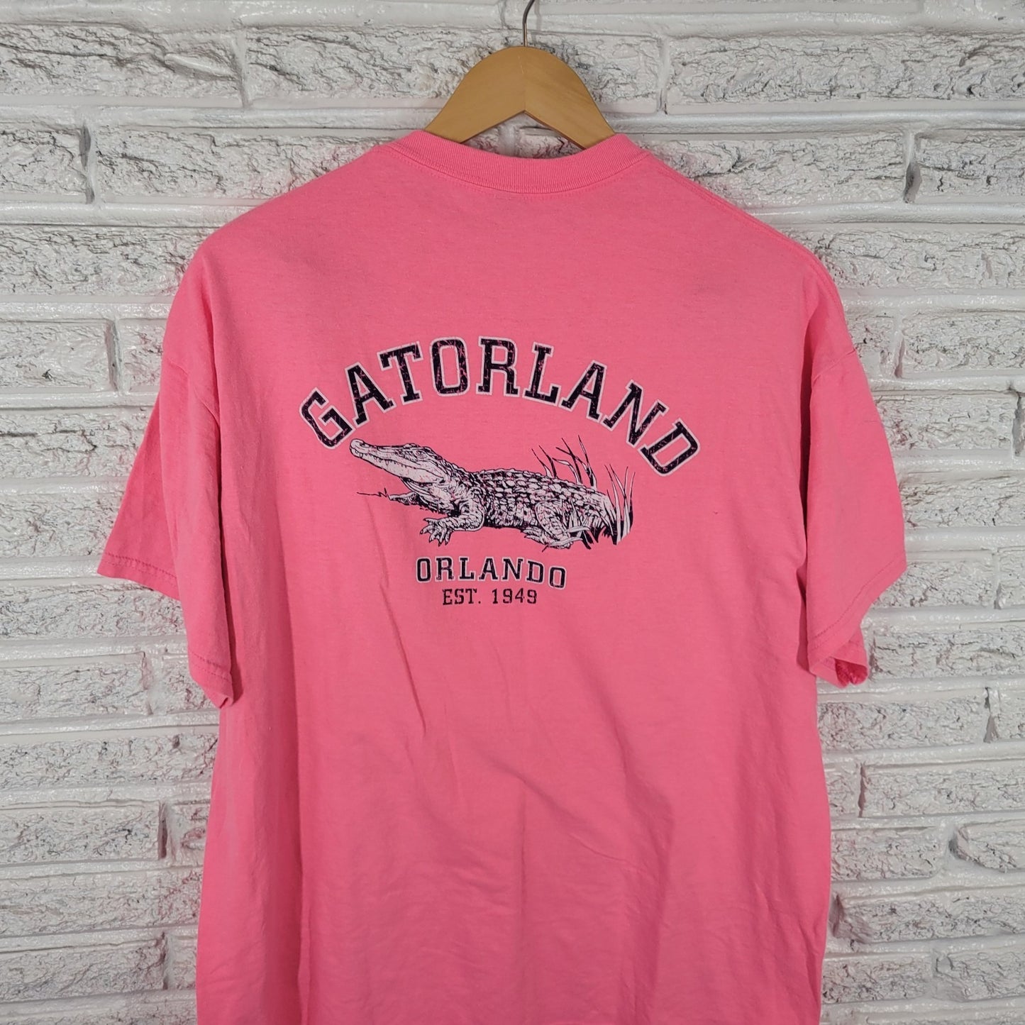Gildan Gatorland Orlando Est 1949 Womens Top XL Tee Short Sleeve Pink Souvenir
