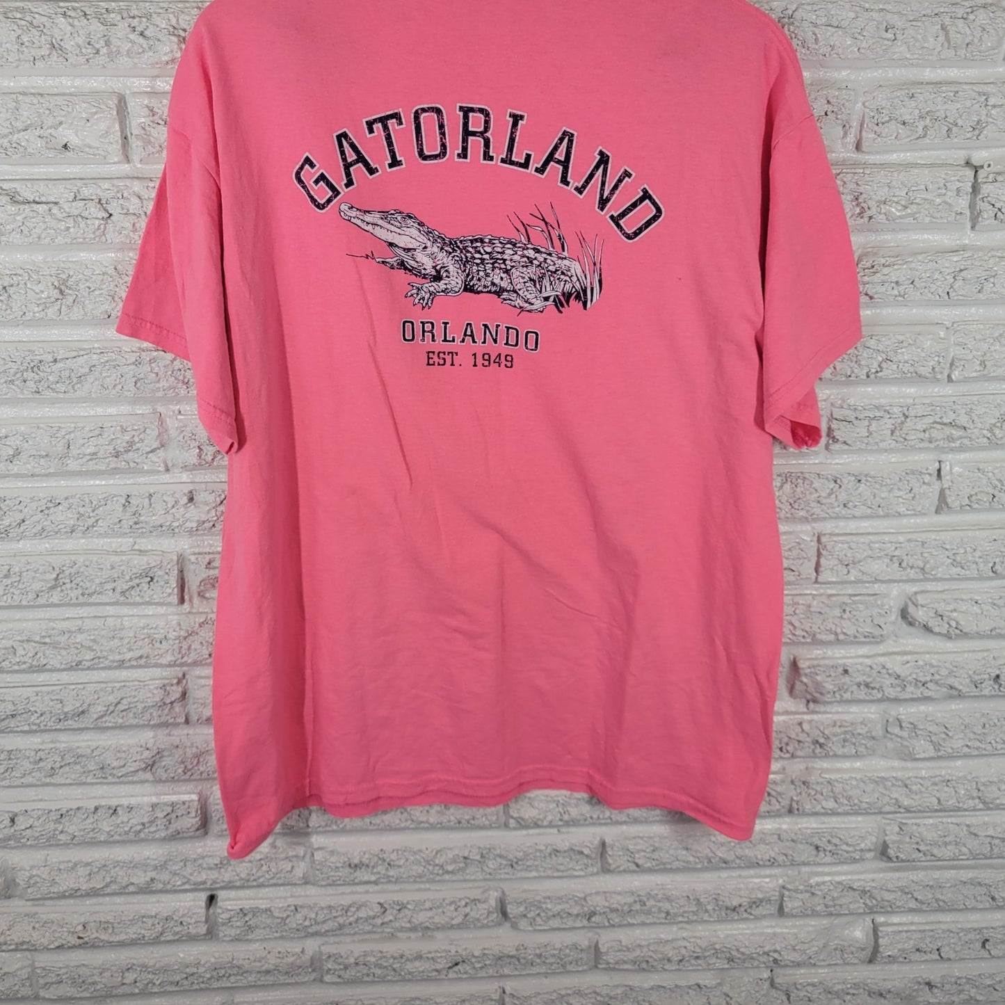Gildan Gatorland Orlando Est 1949 Womens Top XL Tee Short Sleeve Pink Souvenir
