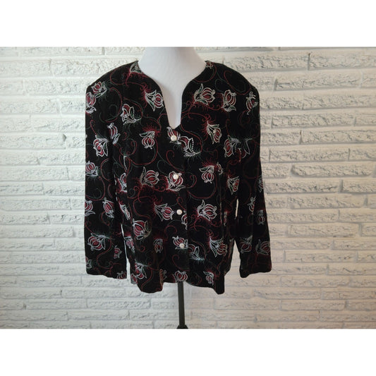 Vintage Holiday Maggie McNaughton Womens Jacket 22W Plus Blazer Embroider Velvet