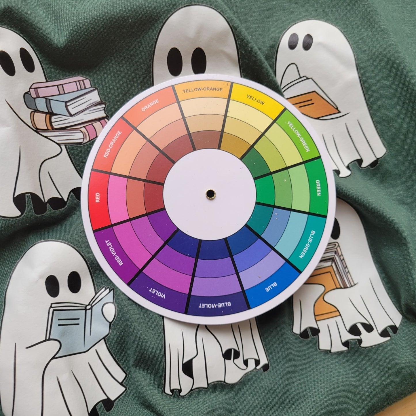 Halloween Shein Curve Womens Top 2XL Plus Tee Short Sleeves Green Reading Ghosts