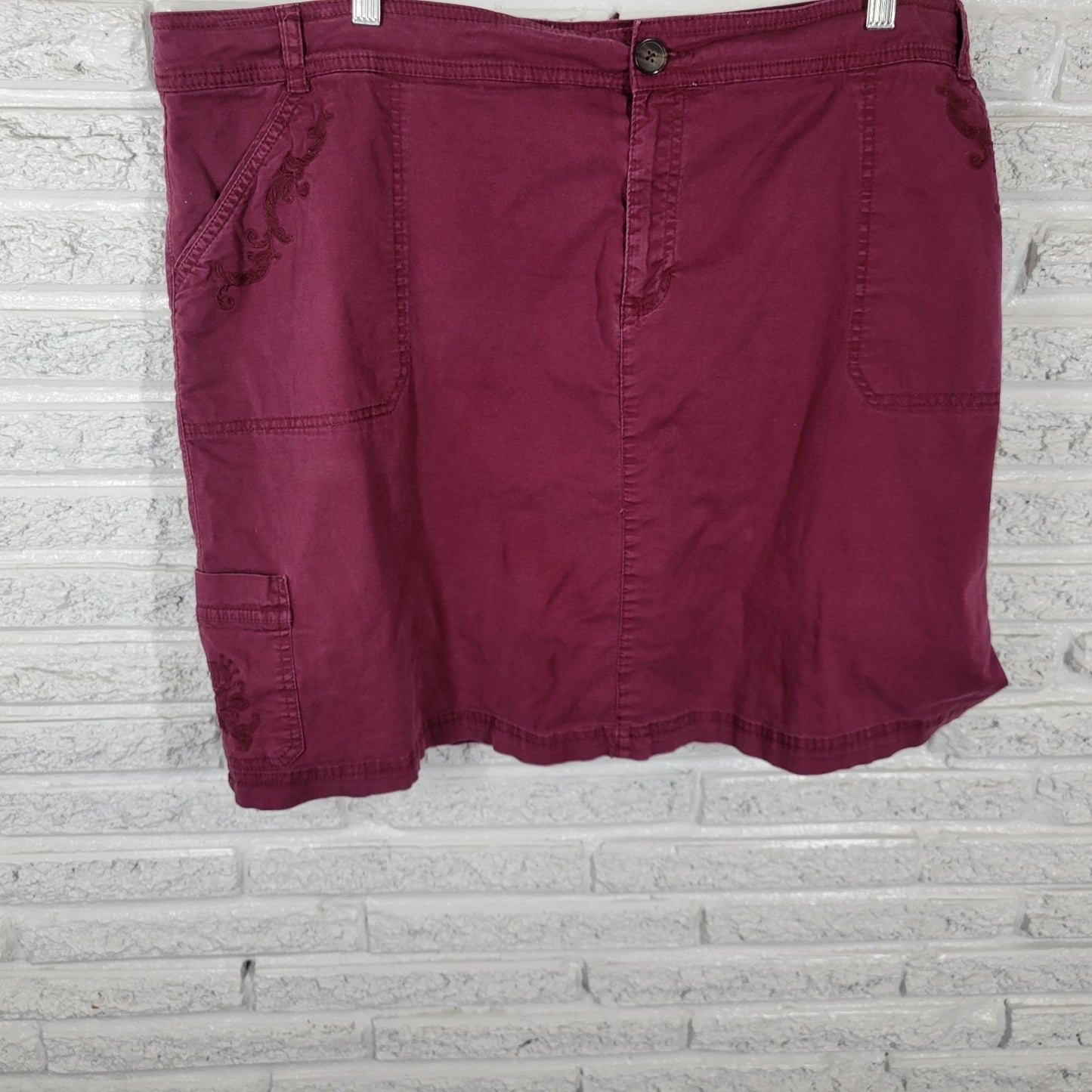 Croft Barrow Womens Skort 24W Plus Purple Zip Fly Cotton Blend Embroidered Comfy