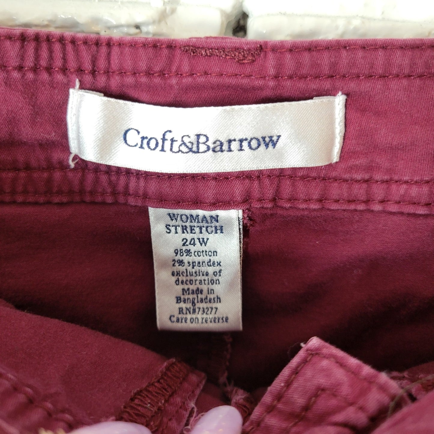 Croft Barrow Womens Skort 24W Plus Purple Zip Fly Cotton Blend Embroidered Comfy