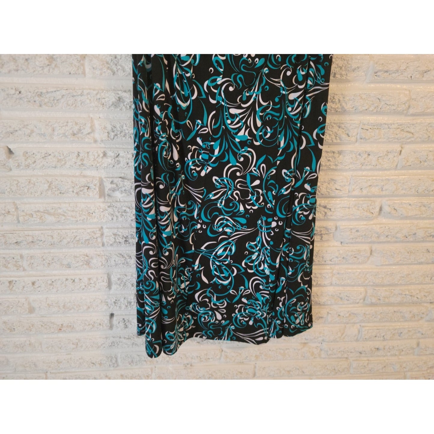 JM Collection Women's 3X Plus Blue Geometric Pull-On A-Line Skirt Short Stretch