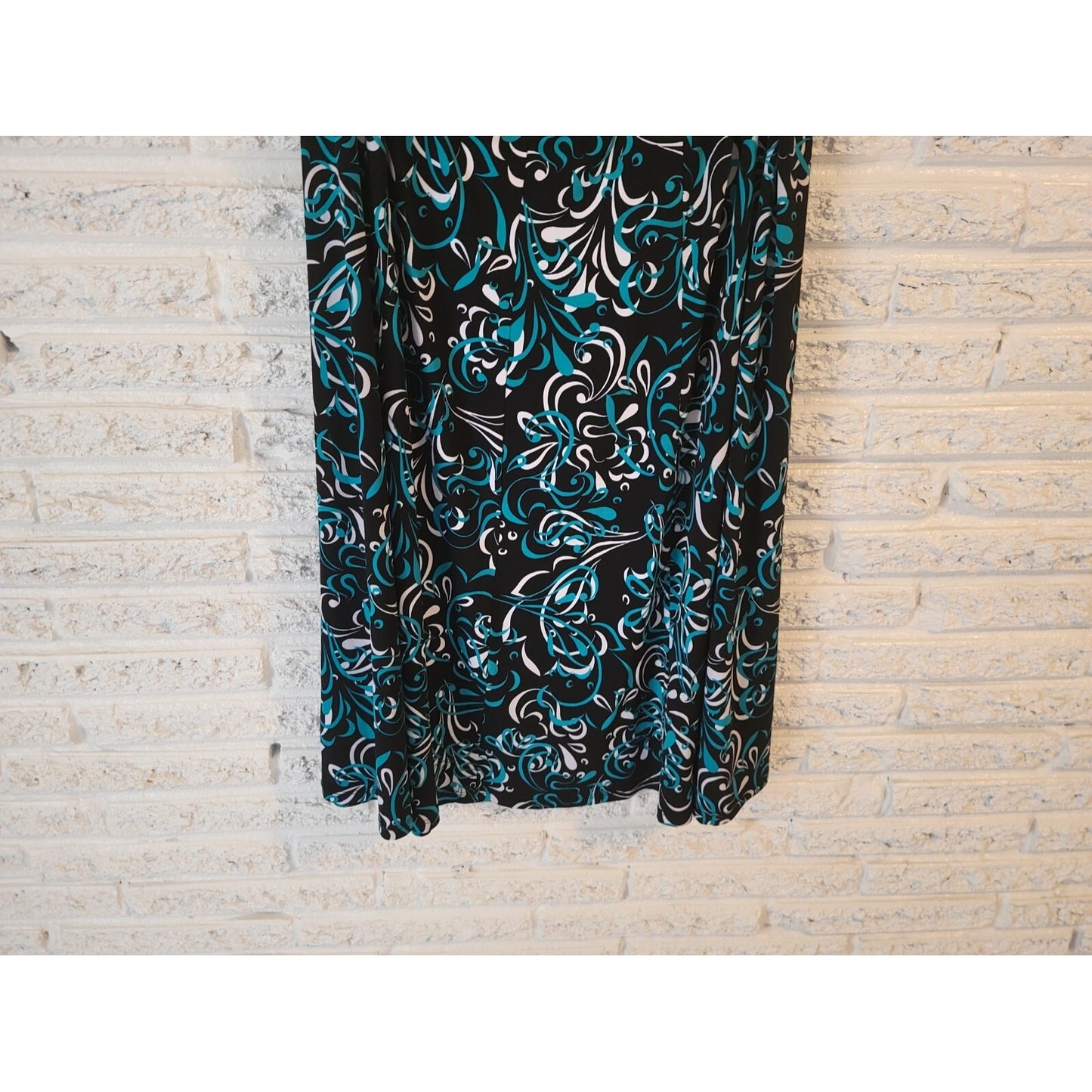 JM Collection Women's 3X Plus Blue Geometric Pull-On A-Line Skirt Short Stretch