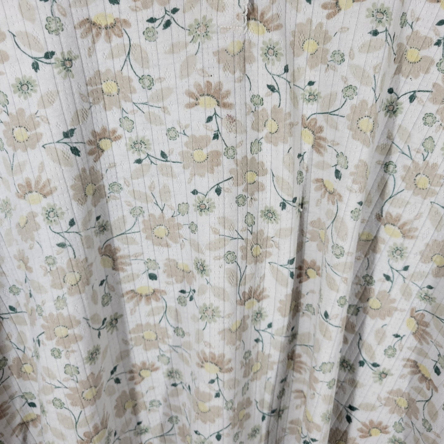 Classic Elements Womens Top 3X Plus Short Sleeve Beige Floral Comfy 1/4 Button