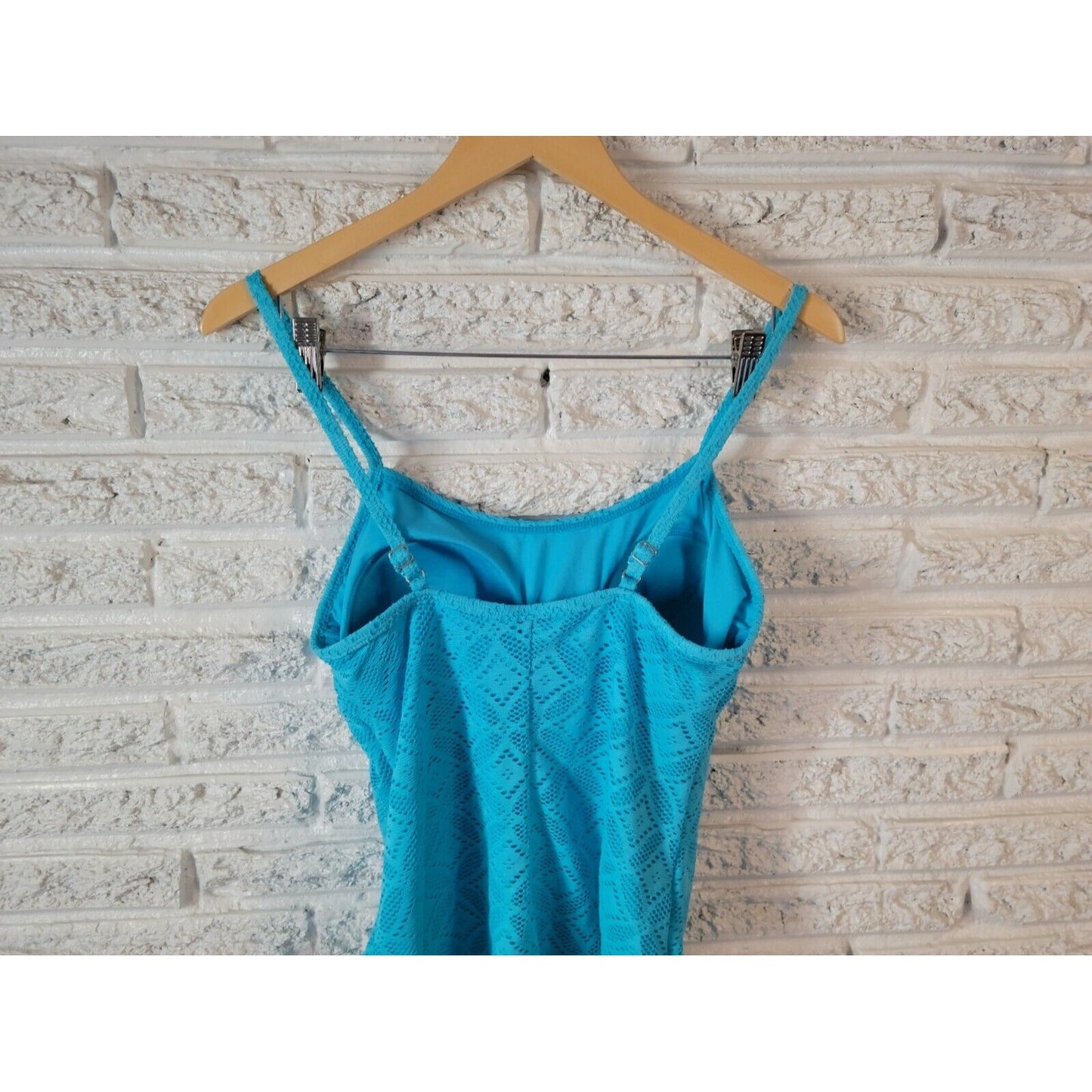 Catalina Womens Swimsuit Extra Large 16 18 One Piece Bra Spaghetti Blue Eyelet