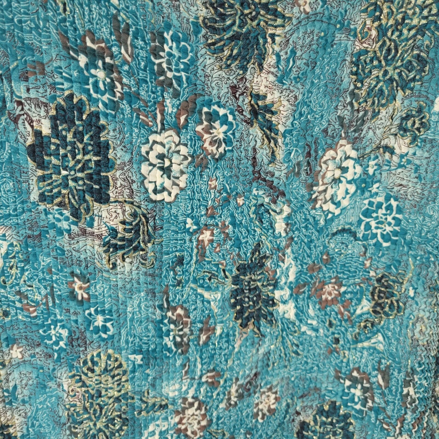 Kim Rogers Womens Top 1X Plus Sleeveless Blue Black Floral Thin Crinkle Crepe