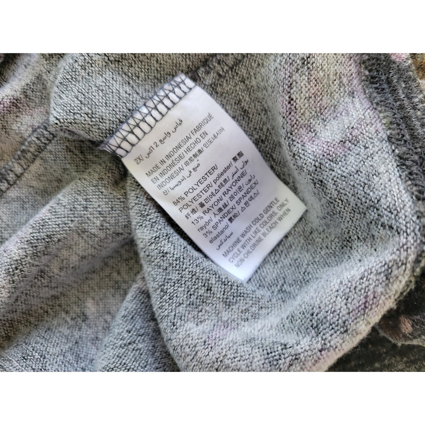 Style & Co Womens Top 2X Plus Knit Bell Tied Sleeves Poly Blend Purple Floral