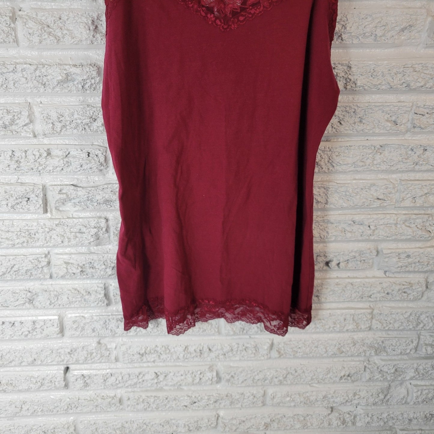 Bozzolo Womens Top 3X Camisole Burgundy Adjustable Spaghetti Straps Lace Trim