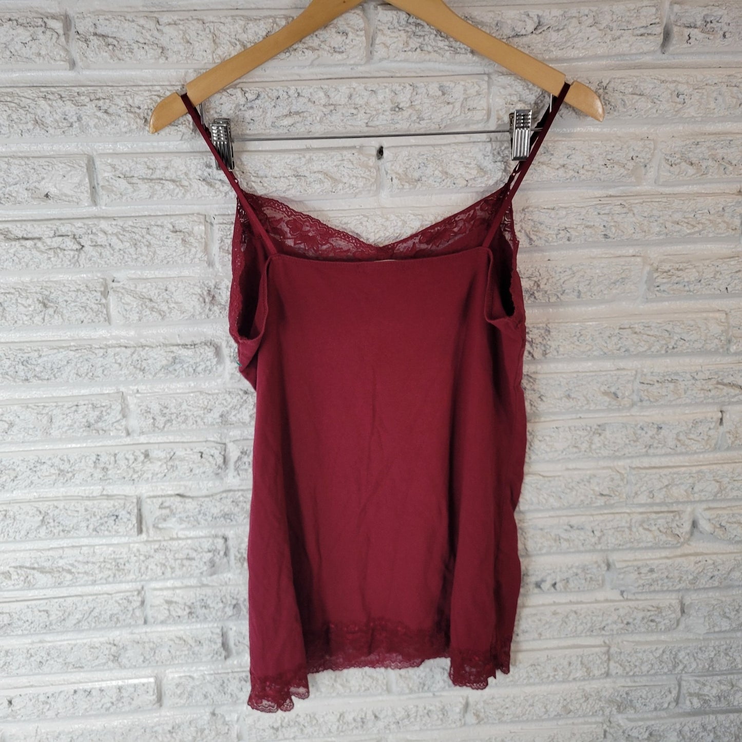 Bozzolo Womens Top 3X Camisole Burgundy Adjustable Spaghetti Straps Lace Trim