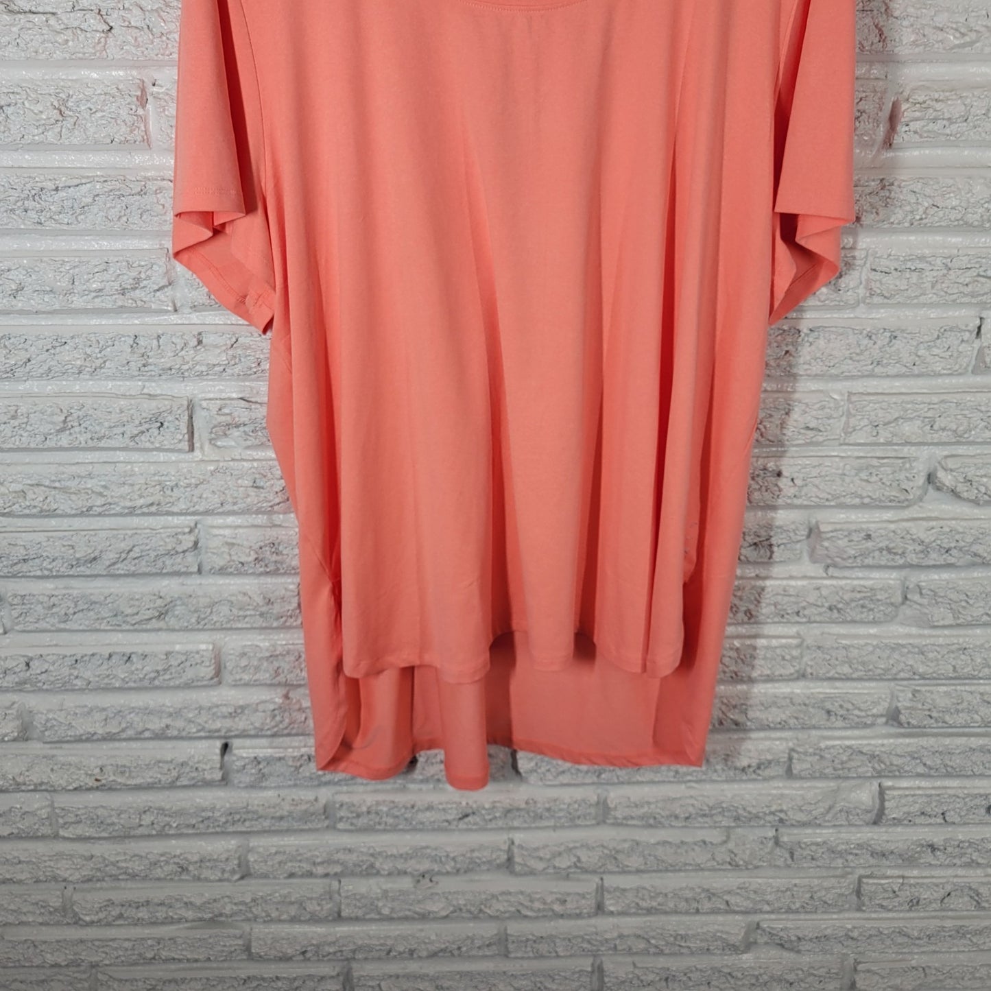 LIVI Lane Bryant Womens Top 22 24 Plus Tee Open Back Orange Asymmetric Comfy