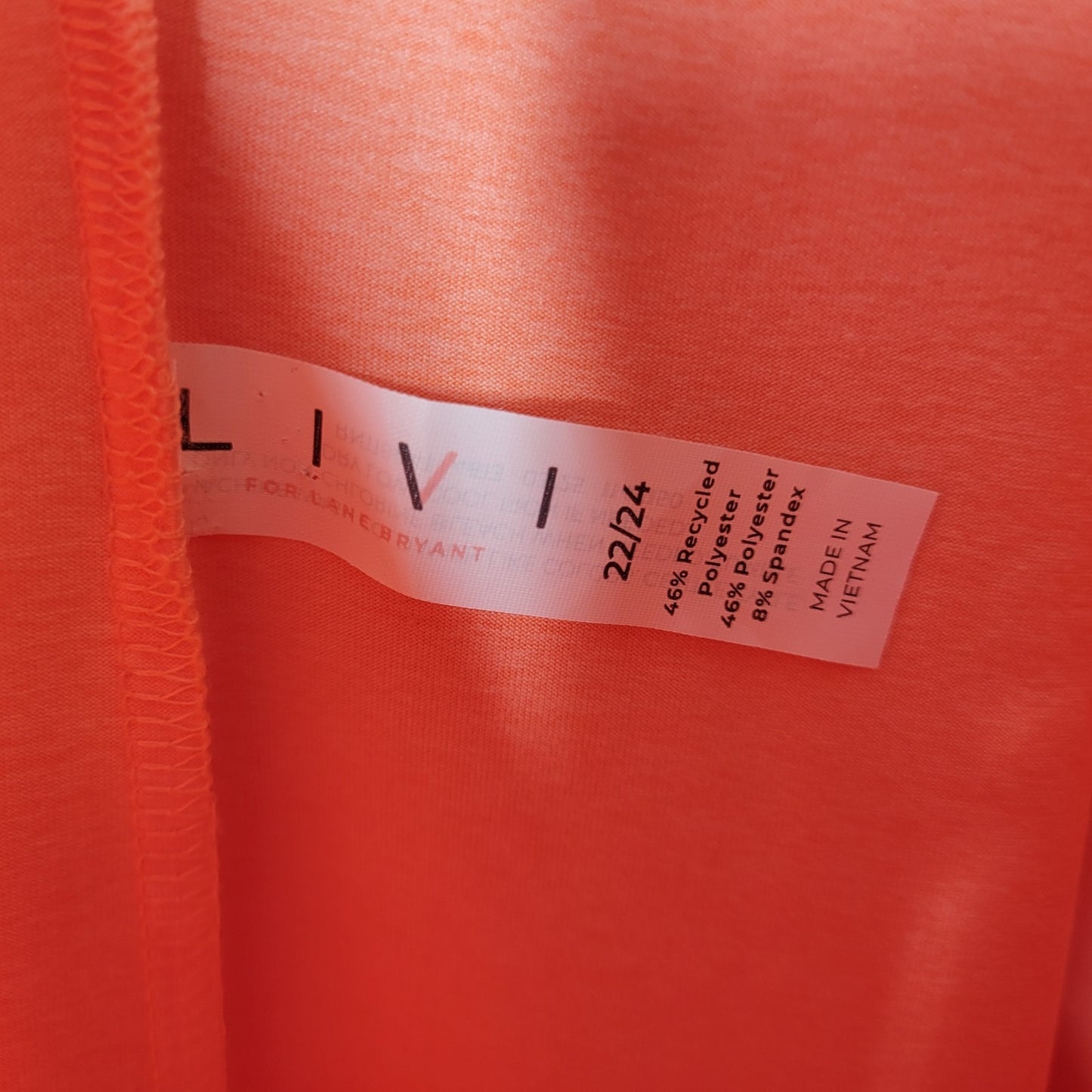 LIVI Lane Bryant Womens Top 22 24 Plus Tee Open Back Orange Asymmetric Comfy