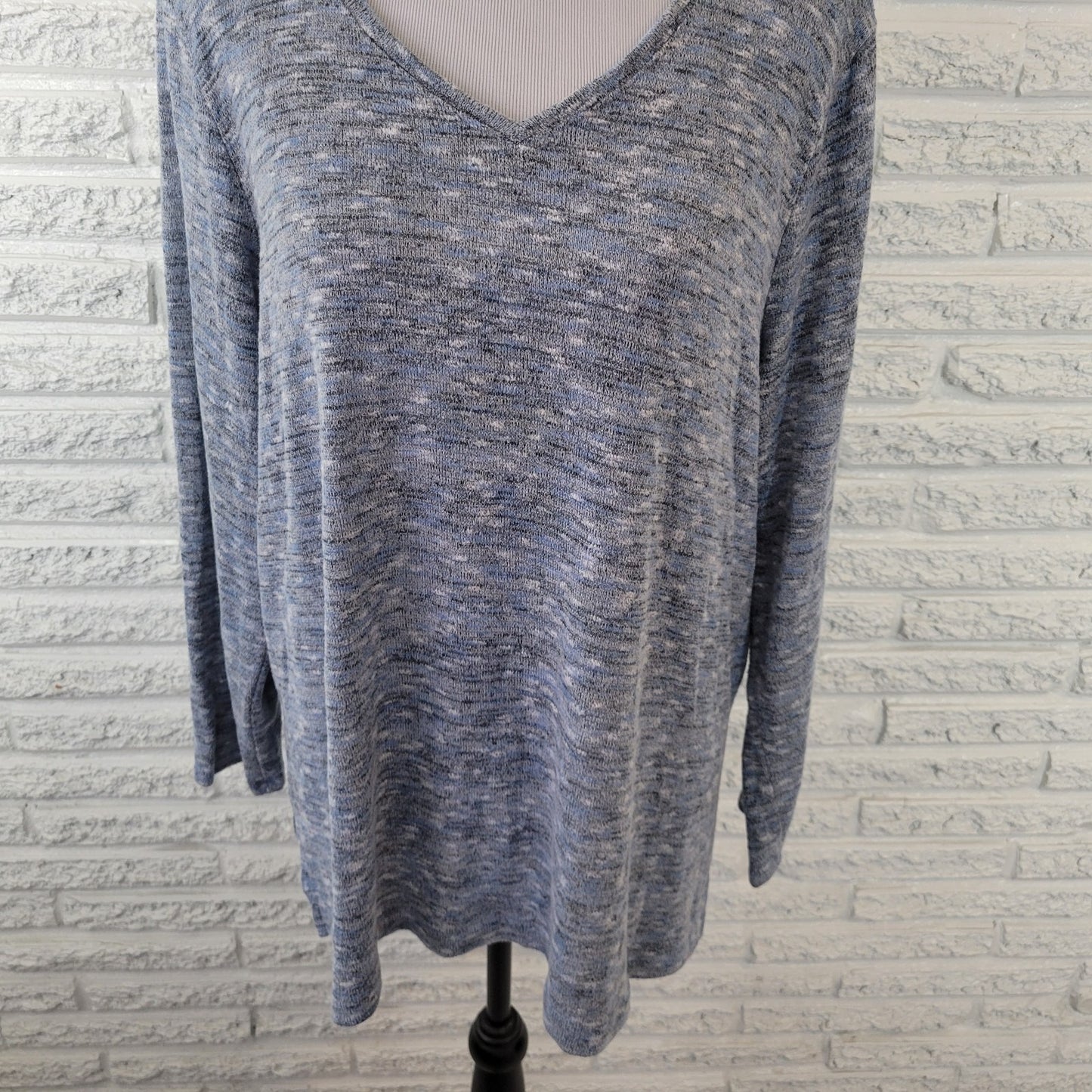 Apt 9 Womens Sweater XXL Plus 3/4 Sleeve Blue Heather Lightweight Poly Blend