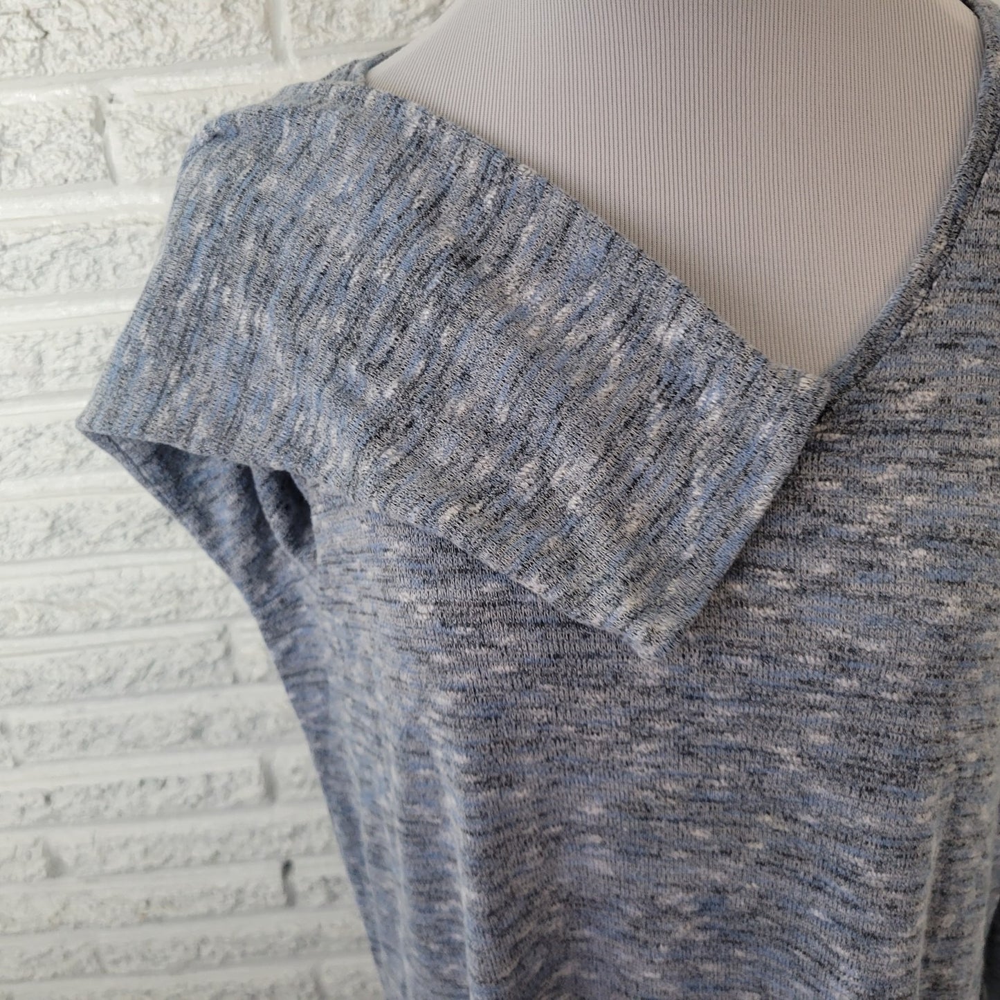 Apt 9 Womens Sweater XXL Plus 3/4 Sleeve Blue Heather Lightweight Poly Blend