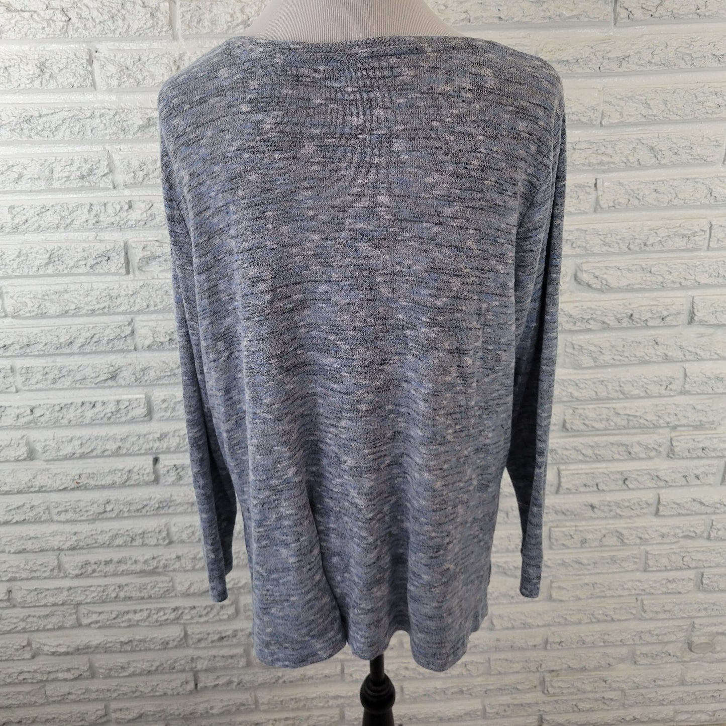 Apt 9 Womens Sweater XXL Plus 3/4 Sleeve Blue Heather Lightweight Poly Blend