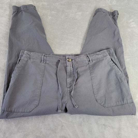 Sonoma Womens Plus Size 1X Gray Pants Cotton Blend Straight Leg Zip Hems Pockets