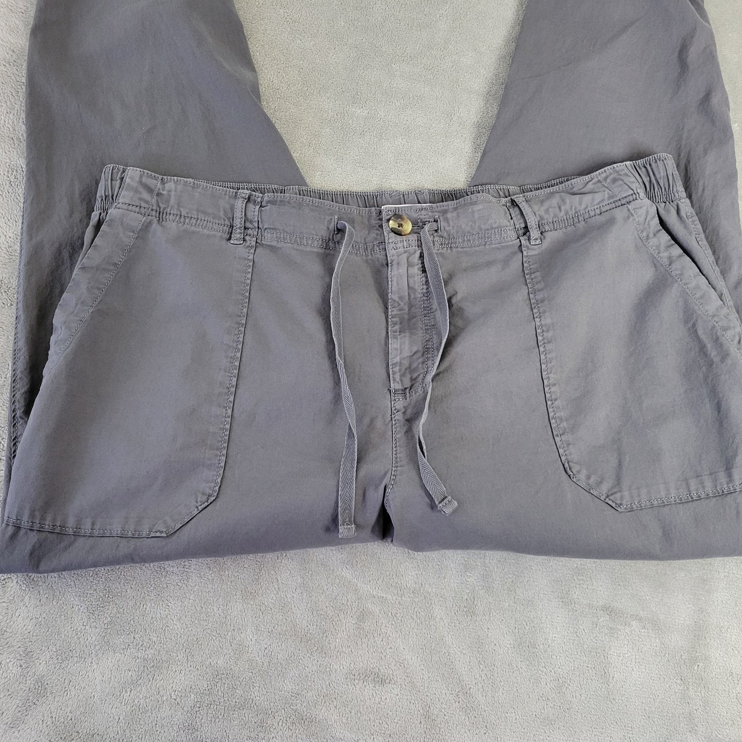 Sonoma Womens Plus Size 1X Gray Pants Cotton Blend Straight Leg Zip Hems Pockets