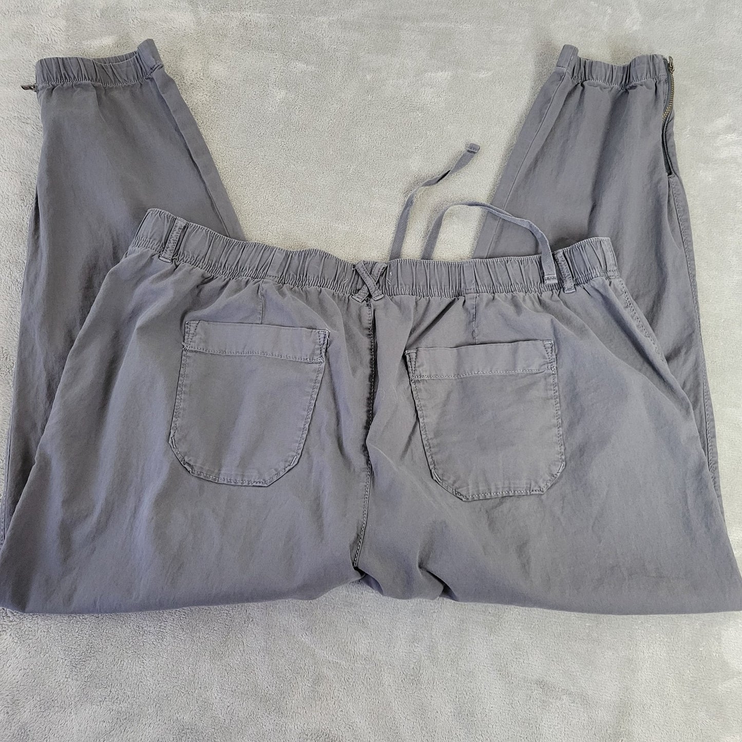 Sonoma Womens Plus Size 1X Gray Pants Cotton Blend Straight Leg Zip Hems Pockets