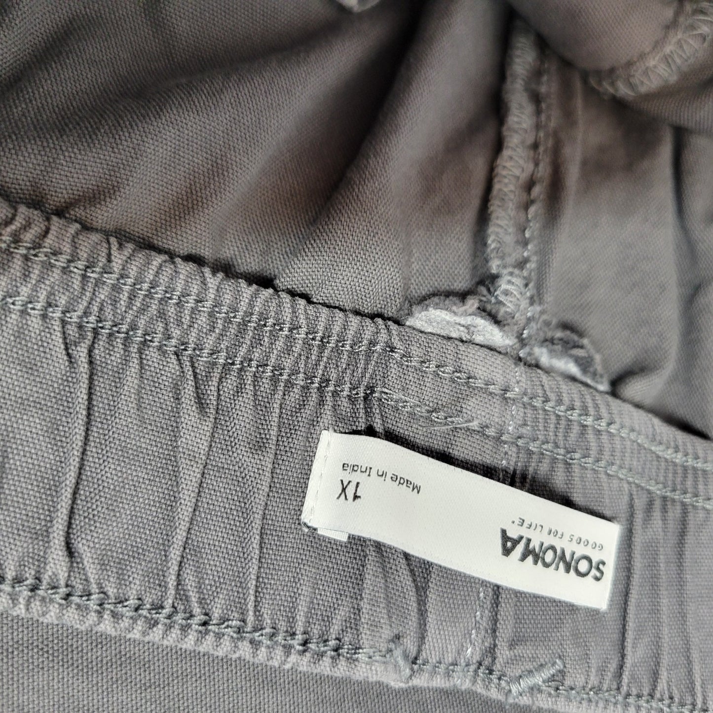 Sonoma Womens Plus Size 1X Gray Pants Cotton Blend Straight Leg Zip Hems Pockets
