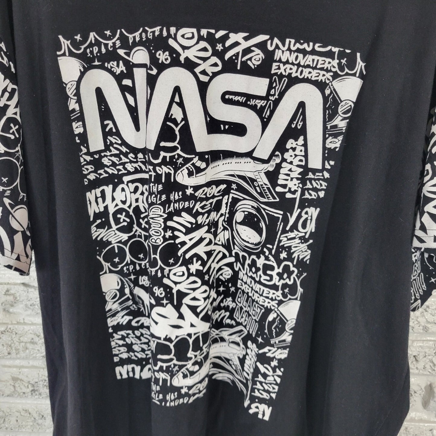 Nasa Unisex Shirt 3XL Tee Short Sleeve Space Shuttle Black Poly Blend Astronaut