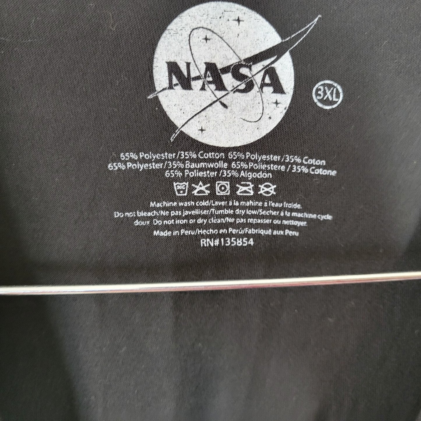 Nasa Unisex Shirt 3XL Tee Short Sleeve Space Shuttle Black Poly Blend Astronaut