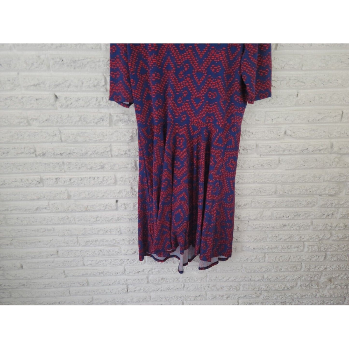 Lularoe Womens Dress 3XL Plus Shirt Short Sleeve Pullover Blue Geometric Casual