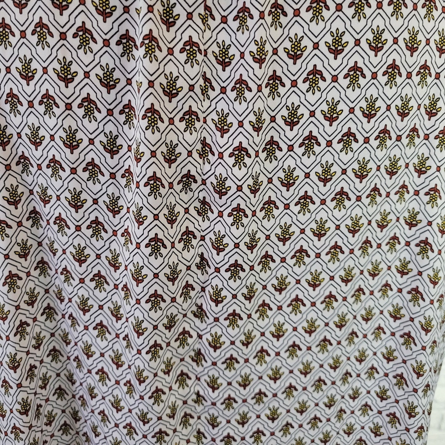 Liz Claiborne 2X Plus Size Top Brown Yellow Geometric Pleated Short Sleeve