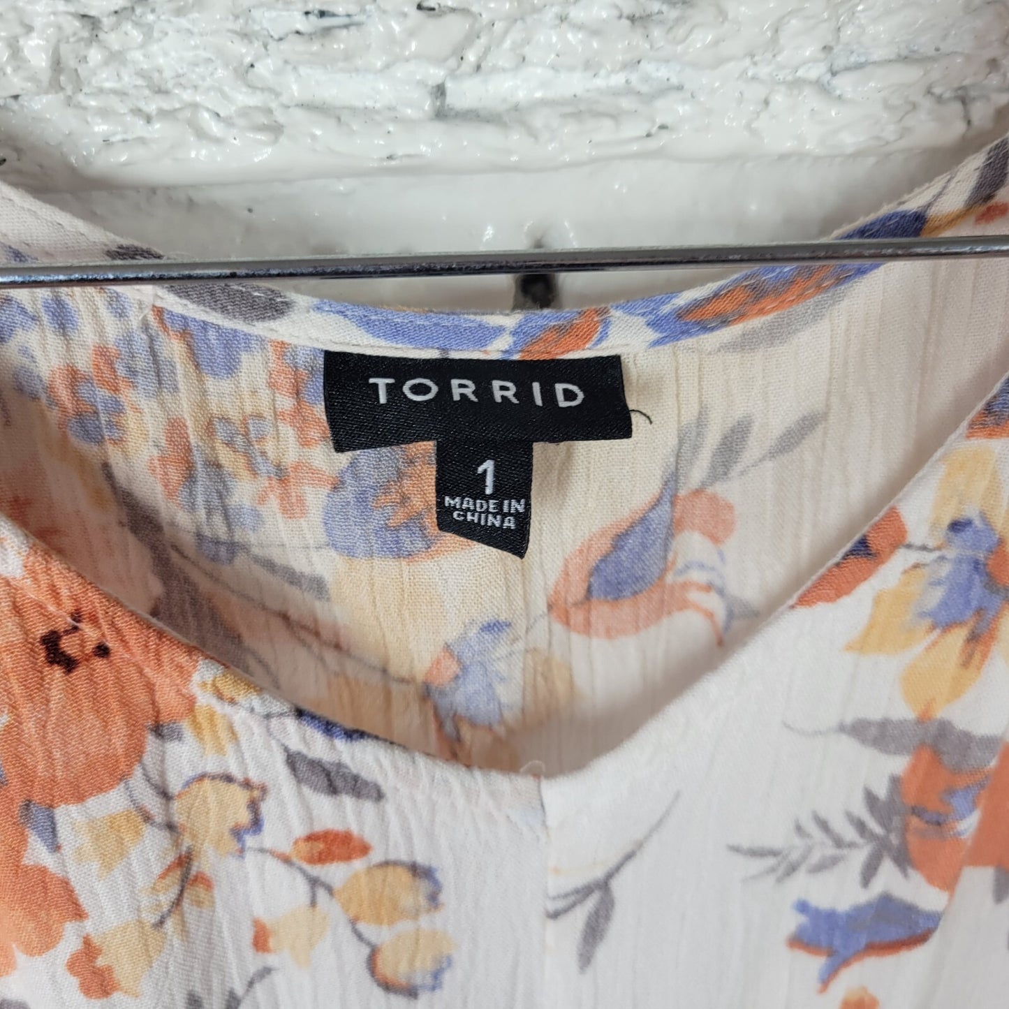 Torrid Womens Dress 1 1X Plus Tied Cold Shoulder Floral High Low Lightweight