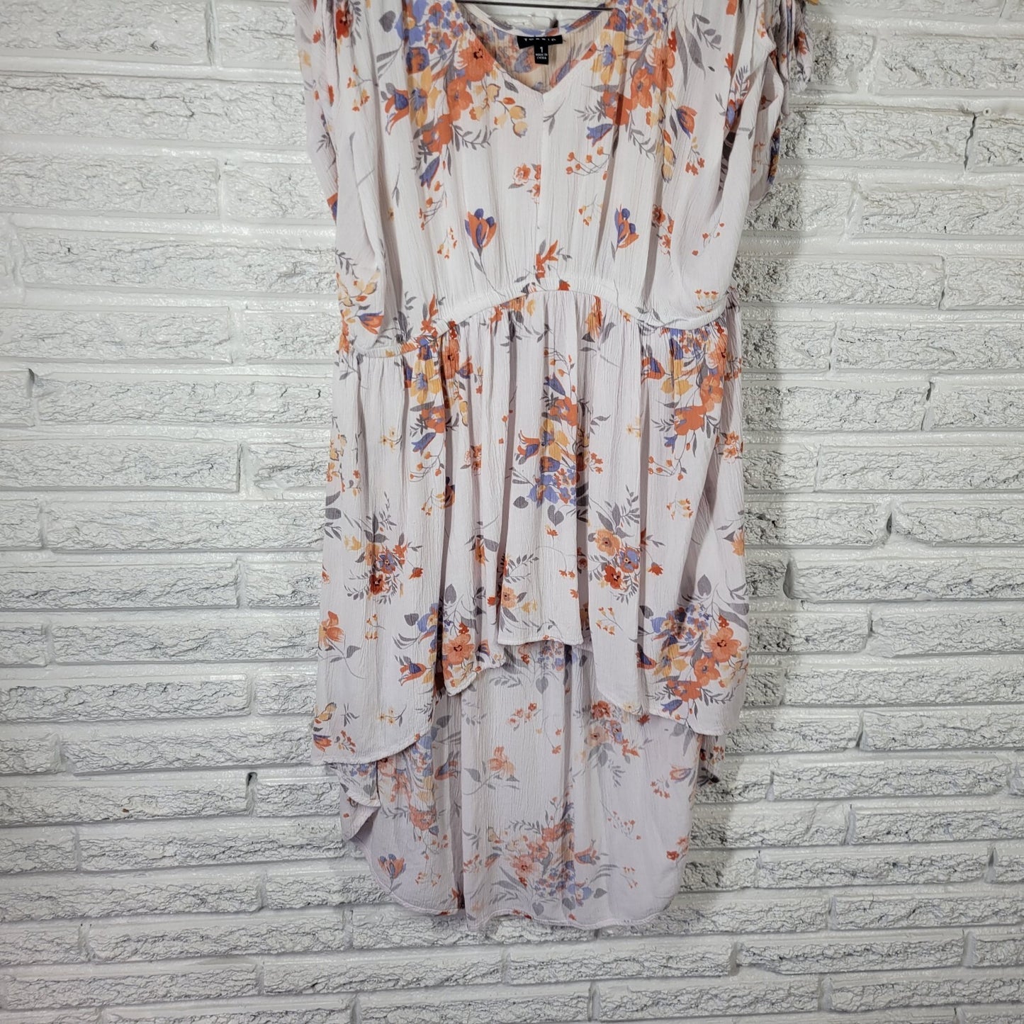 Torrid Womens Dress 1 1X Plus Tied Cold Shoulder Floral High Low Lightweight