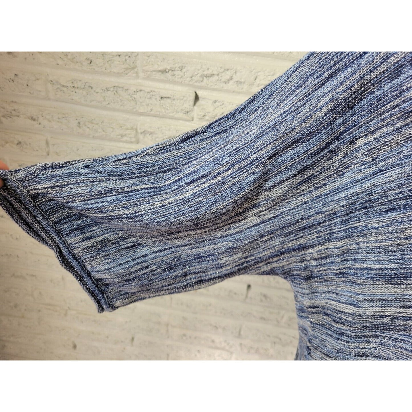 JM Collection Womens Sweater 2X Plus Cardigan Large Buttons Blue Metallic Marled