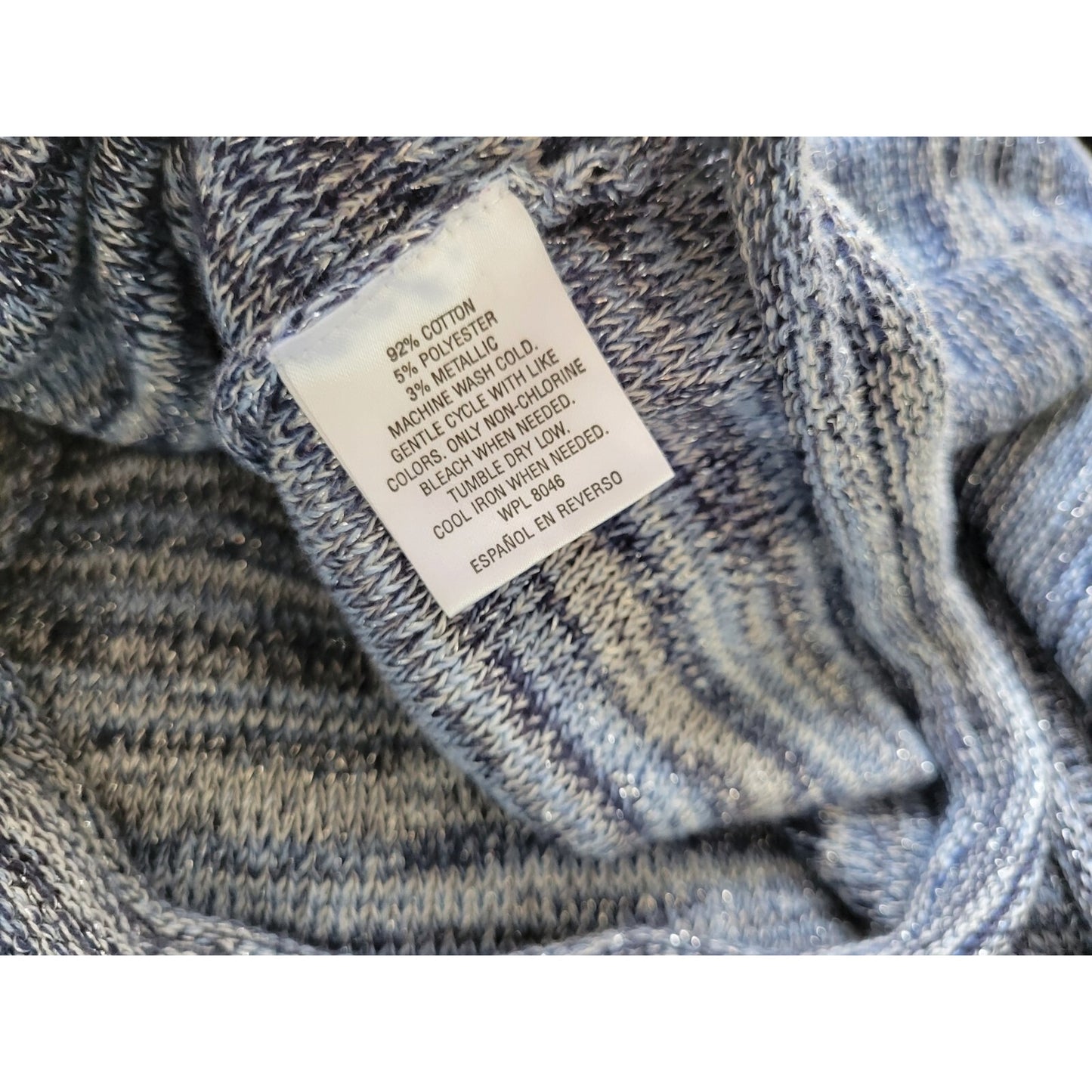 JM Collection Womens Sweater 2X Plus Cardigan Large Buttons Blue Metallic Marled