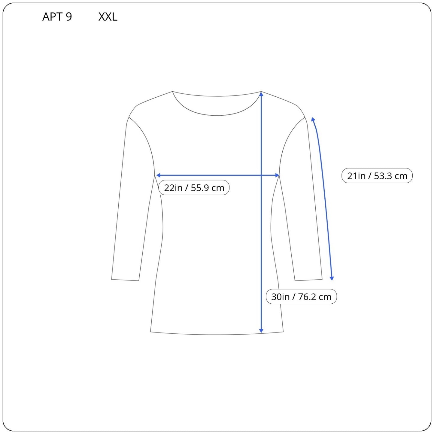 Apt 9 Women Top XXL Plus Tunic 3/4 Sleeve Ruched Blue Floral Poly Blend Keyhole