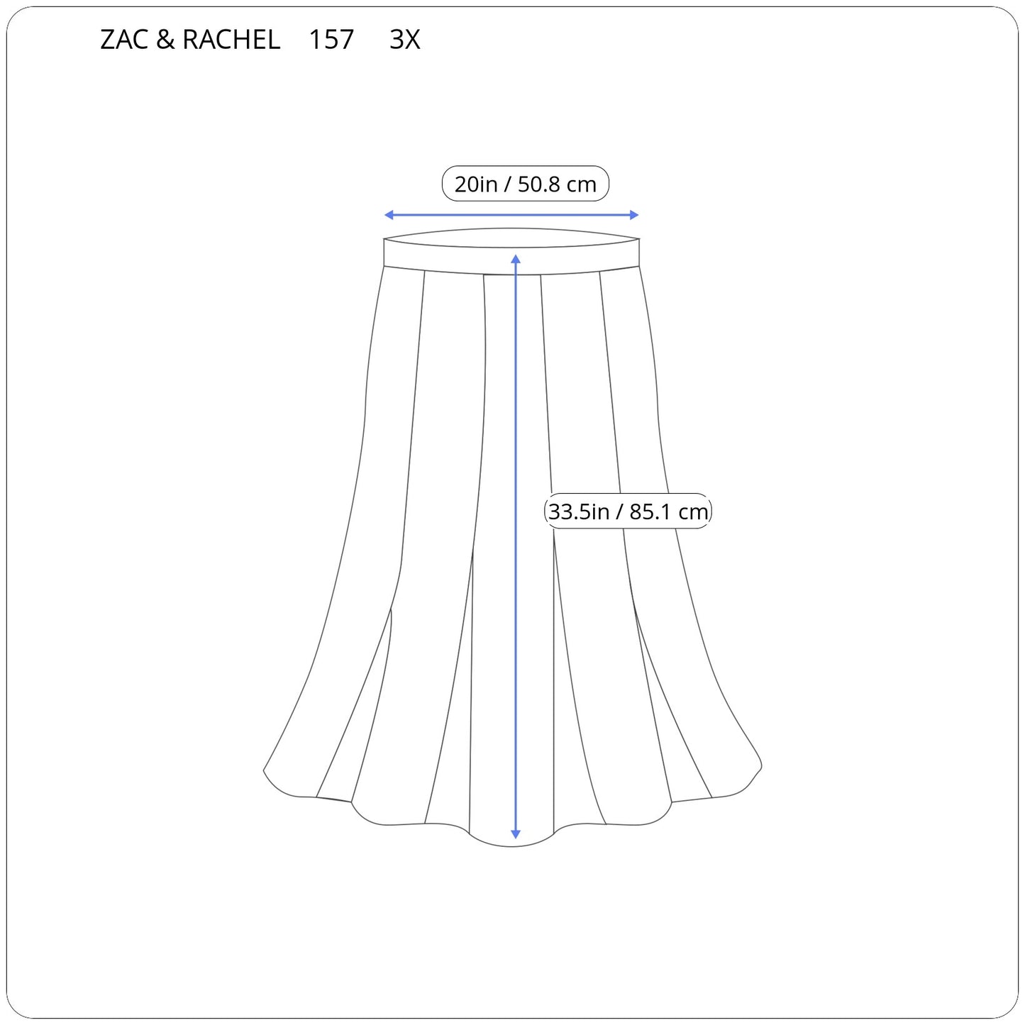 Zac & Rachel Women's 3X Midi Skirt Black White Marled Knit A-Line BLA231E