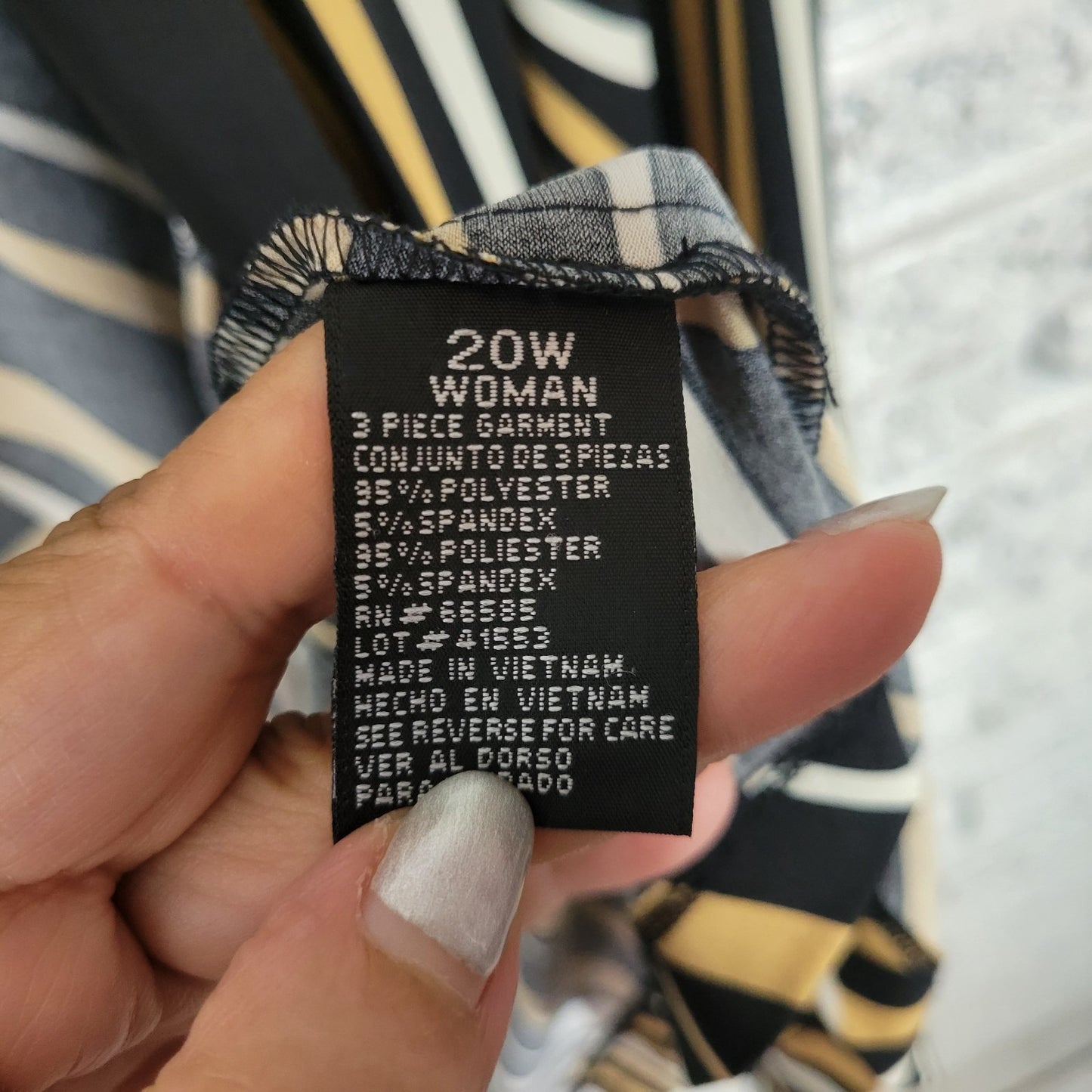 Perceptions Womens Top 20W Plus Cardigan Open Tan Black Geometric Poly Blend