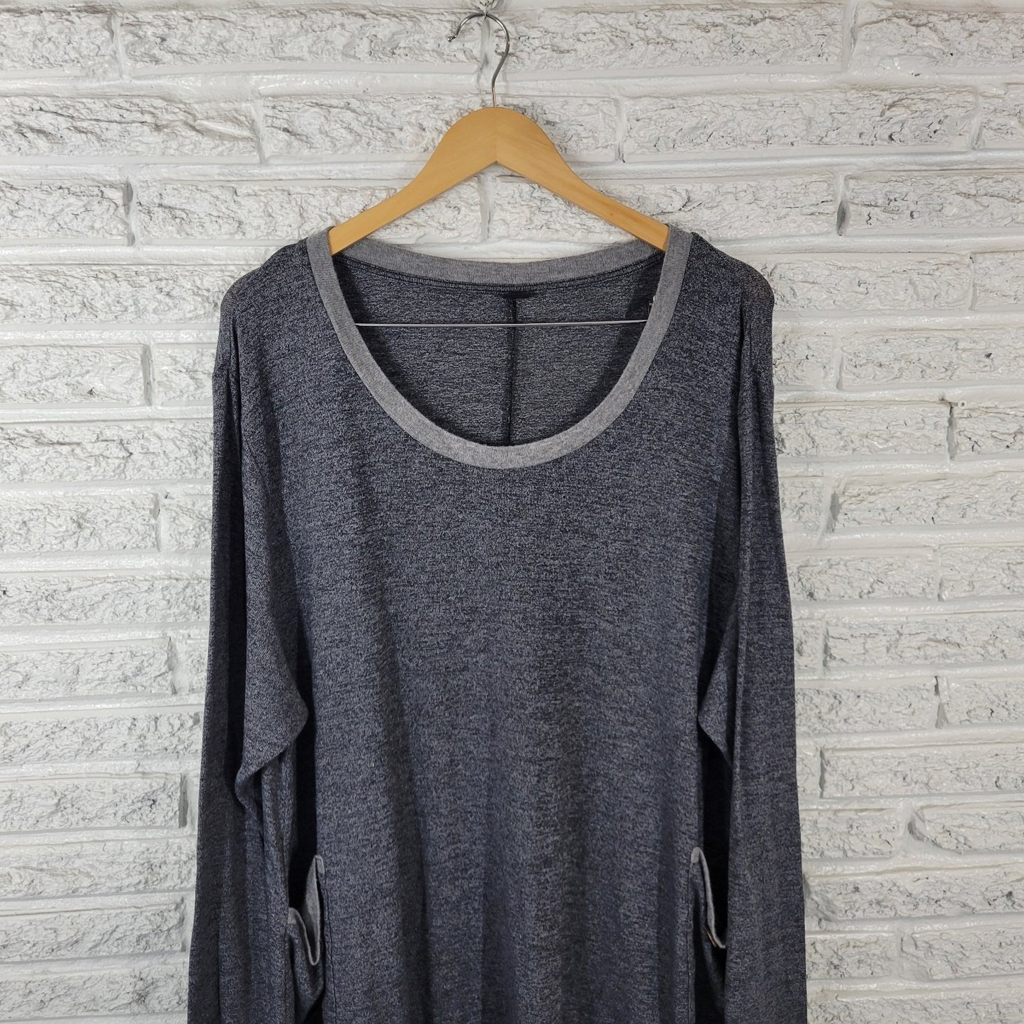 Overworety Womens Top 5X Plus Smock Tunic Gray Comfy Rayon Knit Soft Pockets