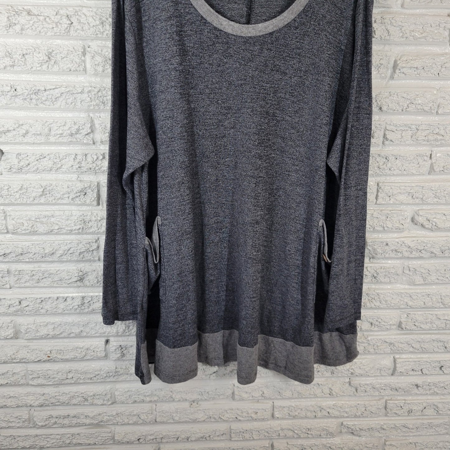 Overworety Womens Top 5X Plus Smock Tunic Gray Comfy Rayon Knit Soft Pockets