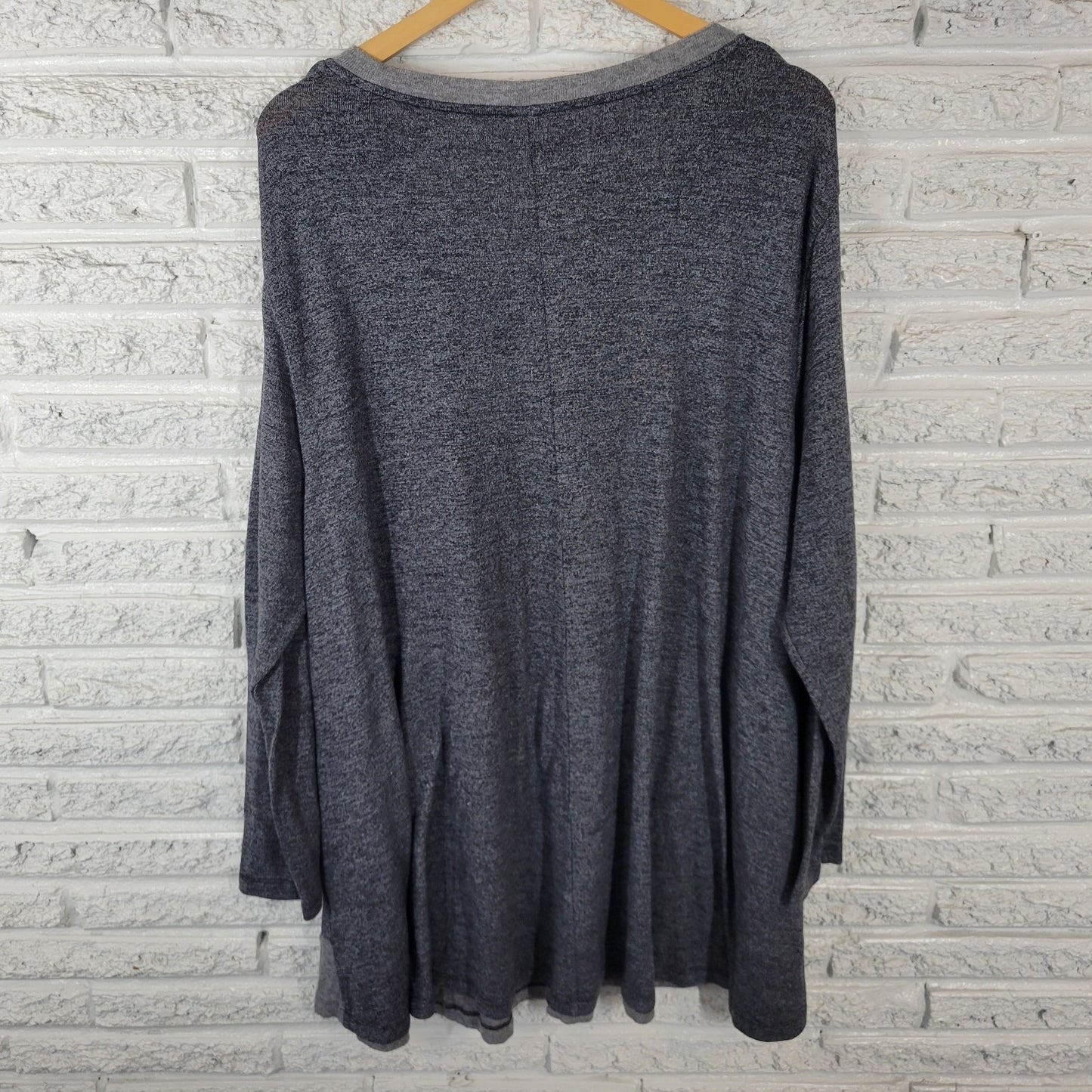 Overworety Womens Top 5X Plus Smock Tunic Gray Comfy Rayon Knit Soft Pockets