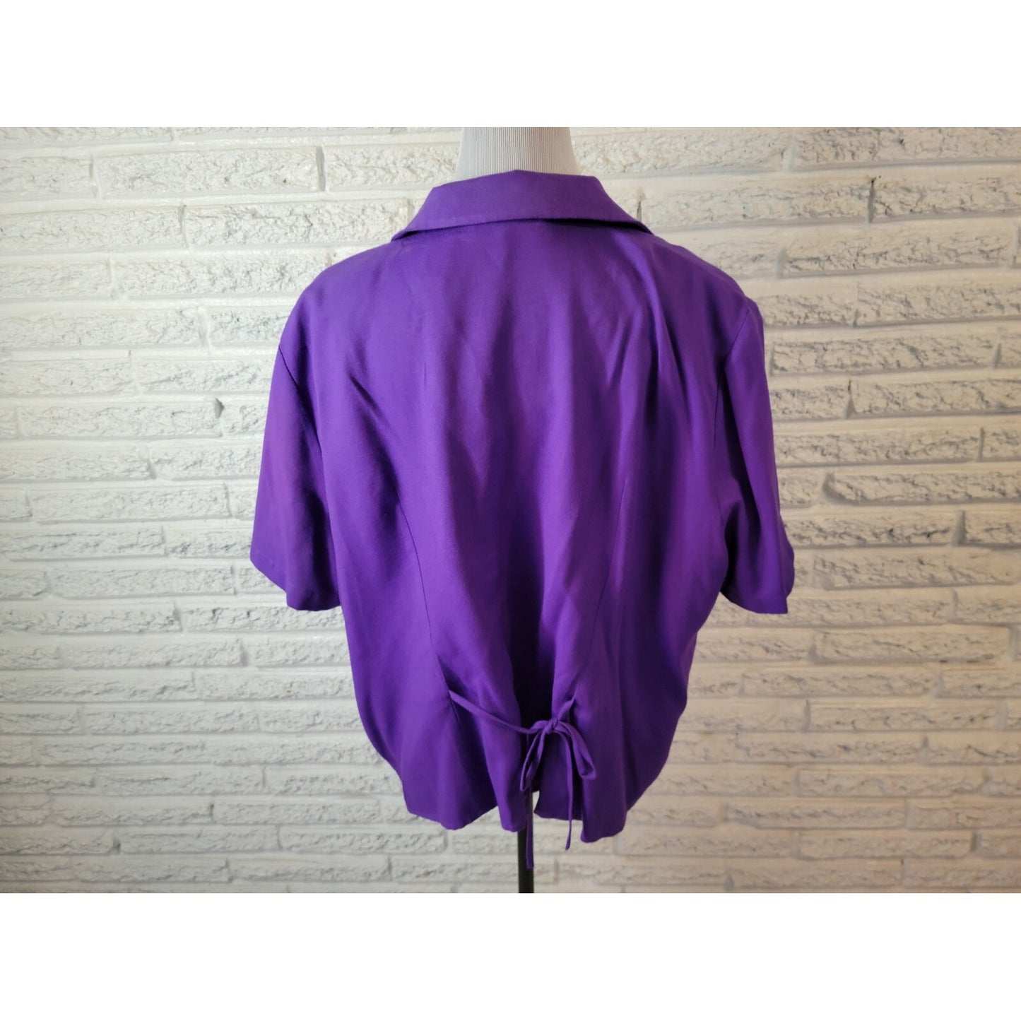 Radcliffe Sag Harbor Womens Jacket 2X Plus Blazer Cropped Purple Short Sleeve