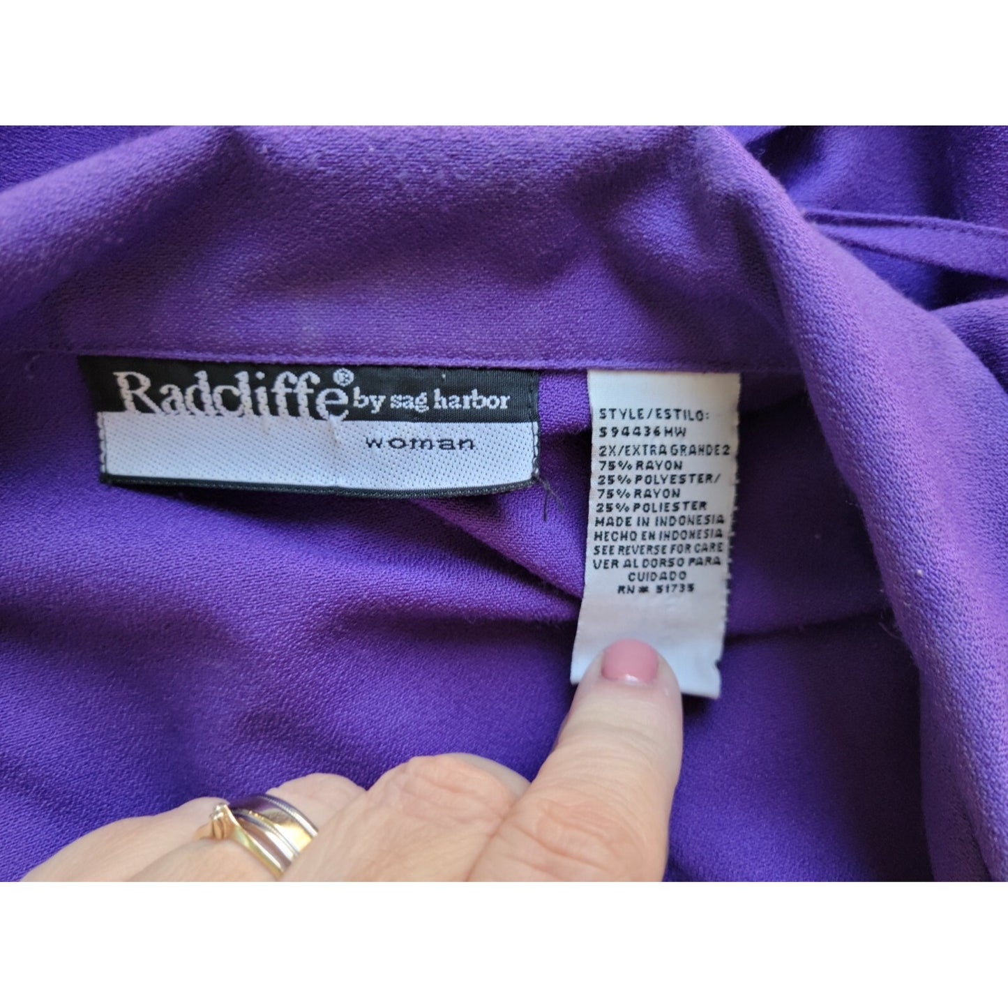 Radcliffe Sag Harbor Womens Jacket 2X Plus Blazer Cropped Purple Short Sleeve